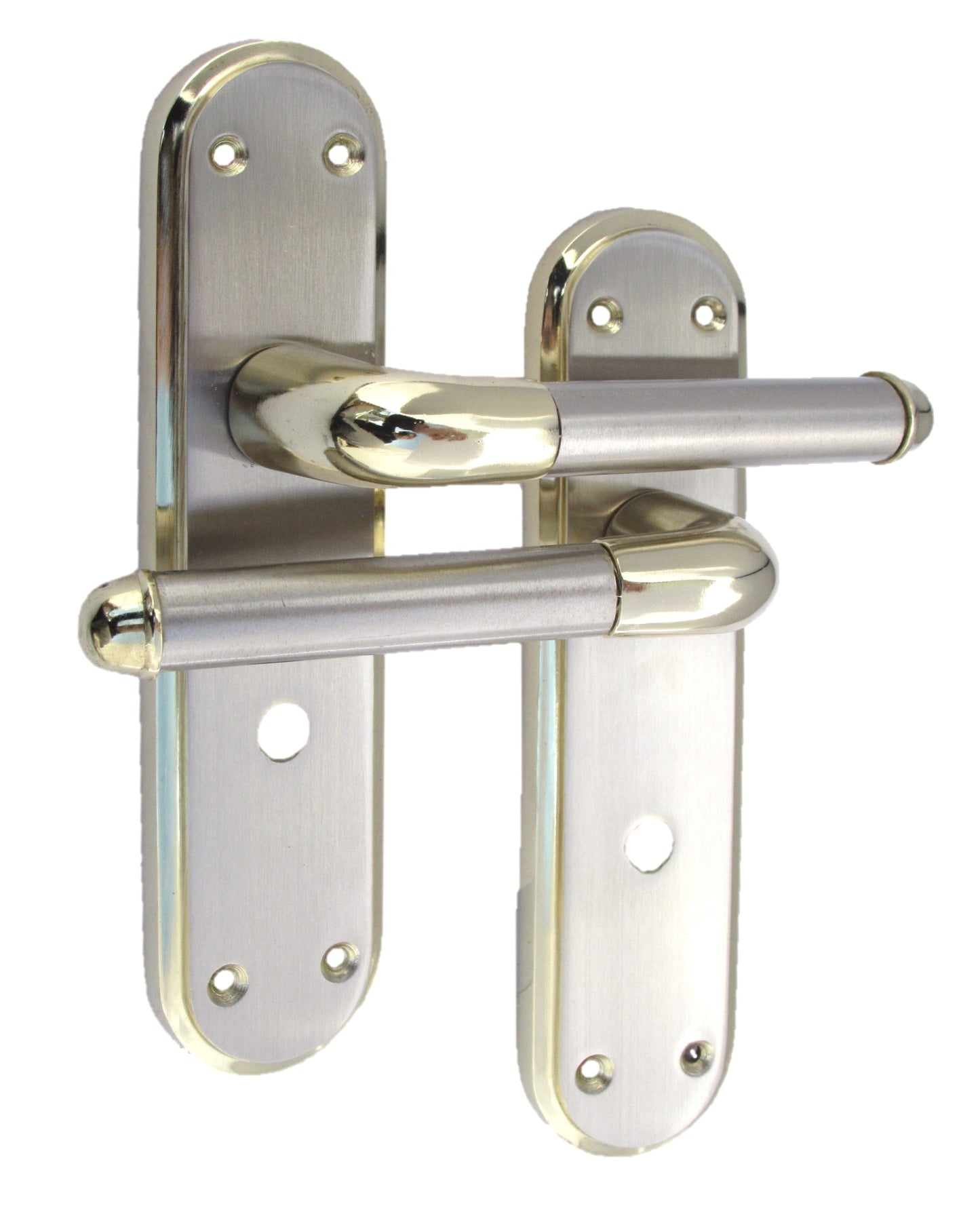 Poignée de porte de salle de bain Marina à deux tons - Laiton et satin
