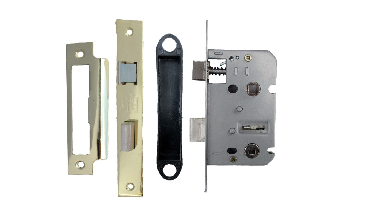 Serrure à mortaise pour salle de bain, serrure à guillotine en laiton, 7,6 cm, verrou traversant pour porte de bain réversible