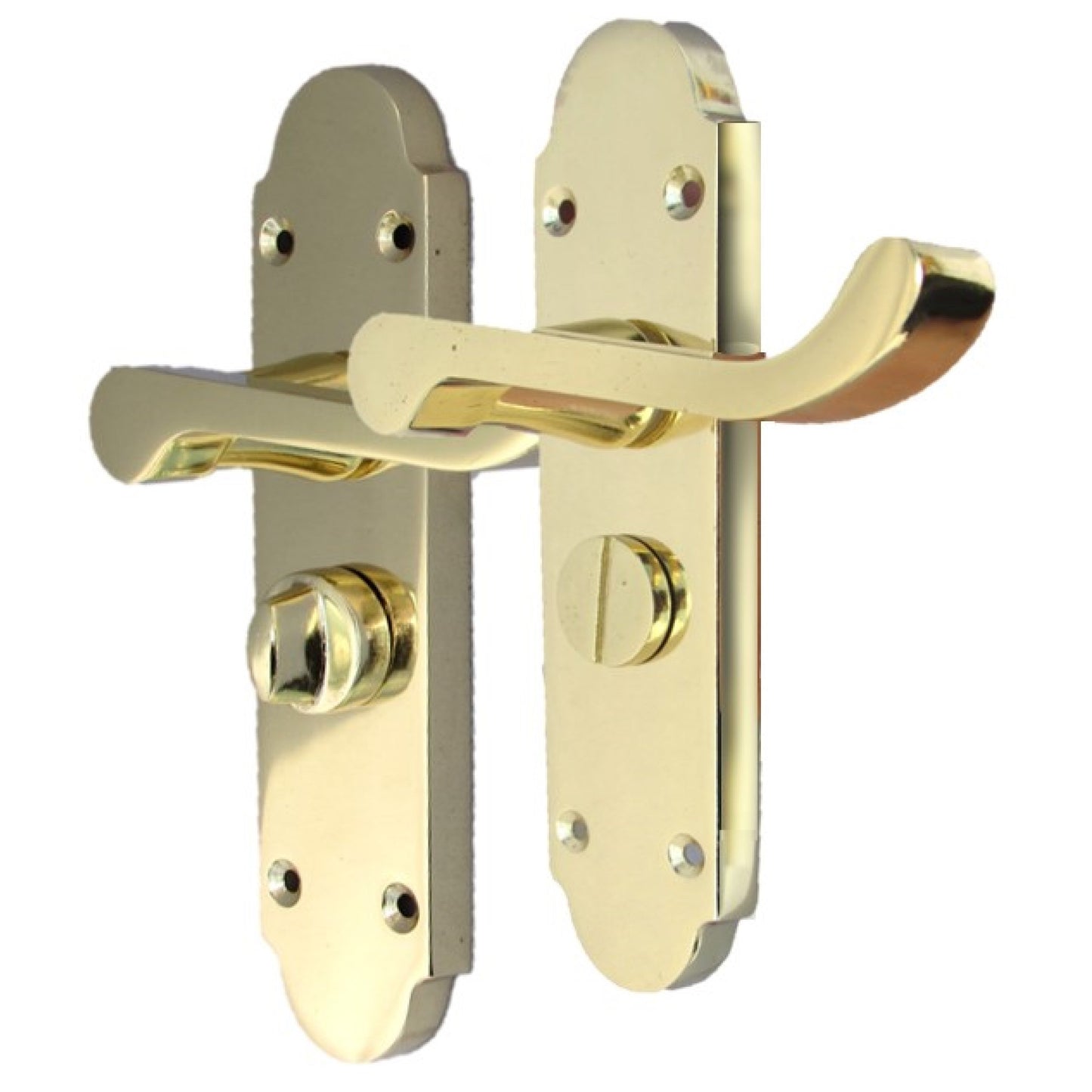 Poignée de porte de salle de bain Epsom avec levier de défilement et serrure de confidentialité - Laiton