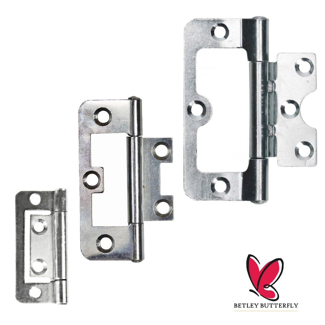 Paire de charnières affleurantes pour portes d'armoires, 50, 60, 75, 100 mm, plaque de fixation zinguée
