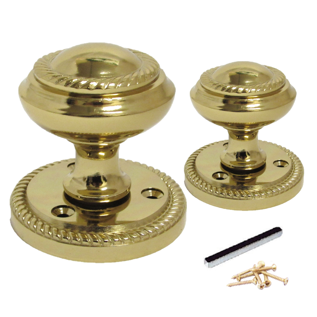 Boutons de porte ronds à mortaise style géorgien - Laiton 62 mm