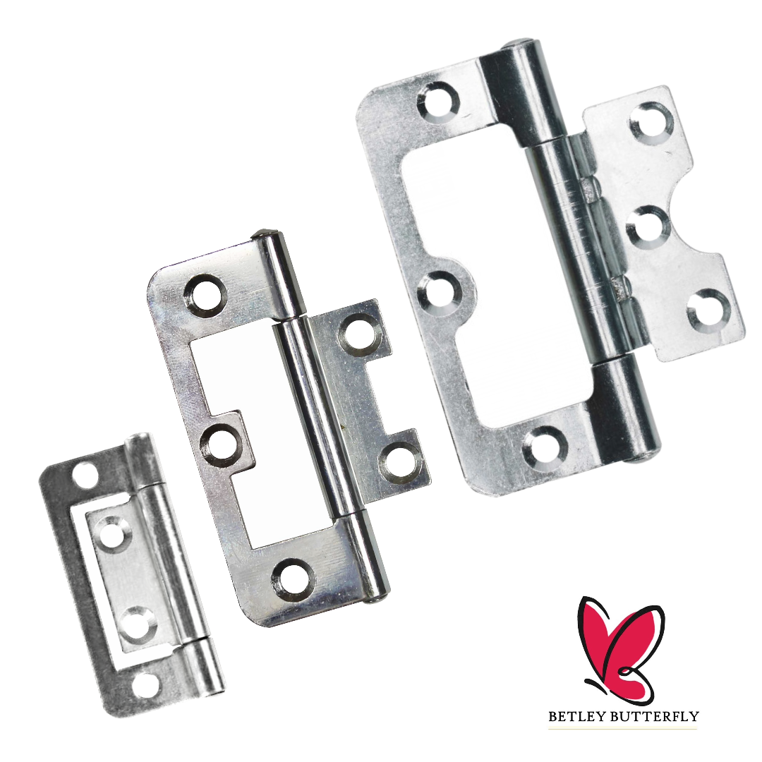 Paire de charnières affleurantes pour portes d'armoires, 50, 60, 75, 100 mm, plaque de fixation zinguée