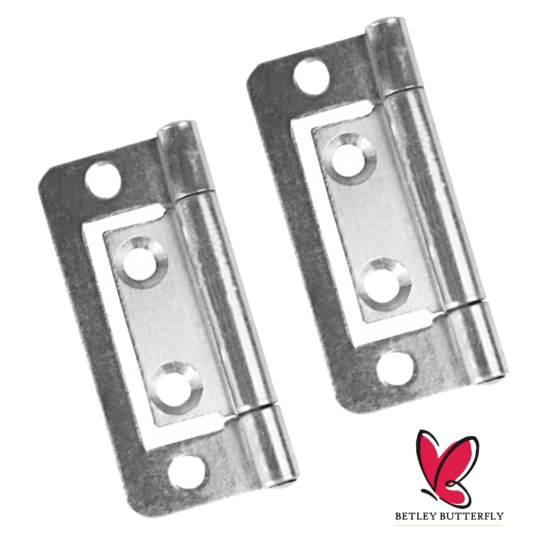 Paire de charnières affleurantes pour portes d'armoires, 50, 60, 75, 100 mm, plaque de fixation zinguée