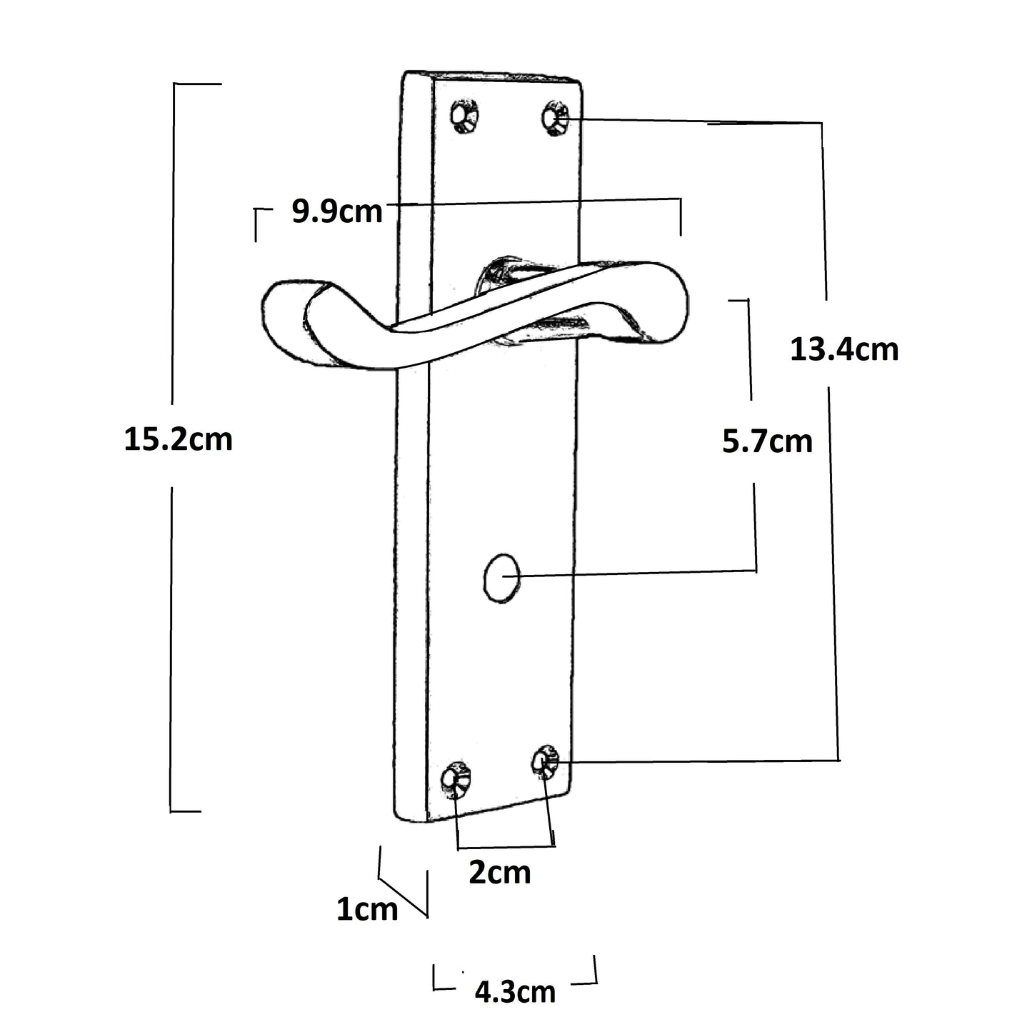 Poignées de porte de style victorien avec levier à volutes et serrure pour salle de bain - Chrome 150 x 40 mm