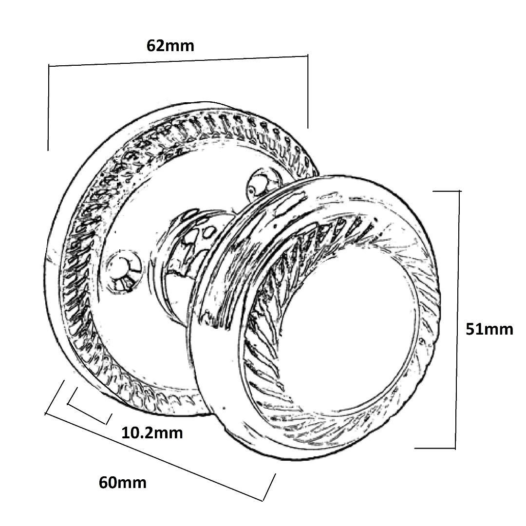 Boutons de porte ronds à mortaise style géorgien - Laiton 62 mm