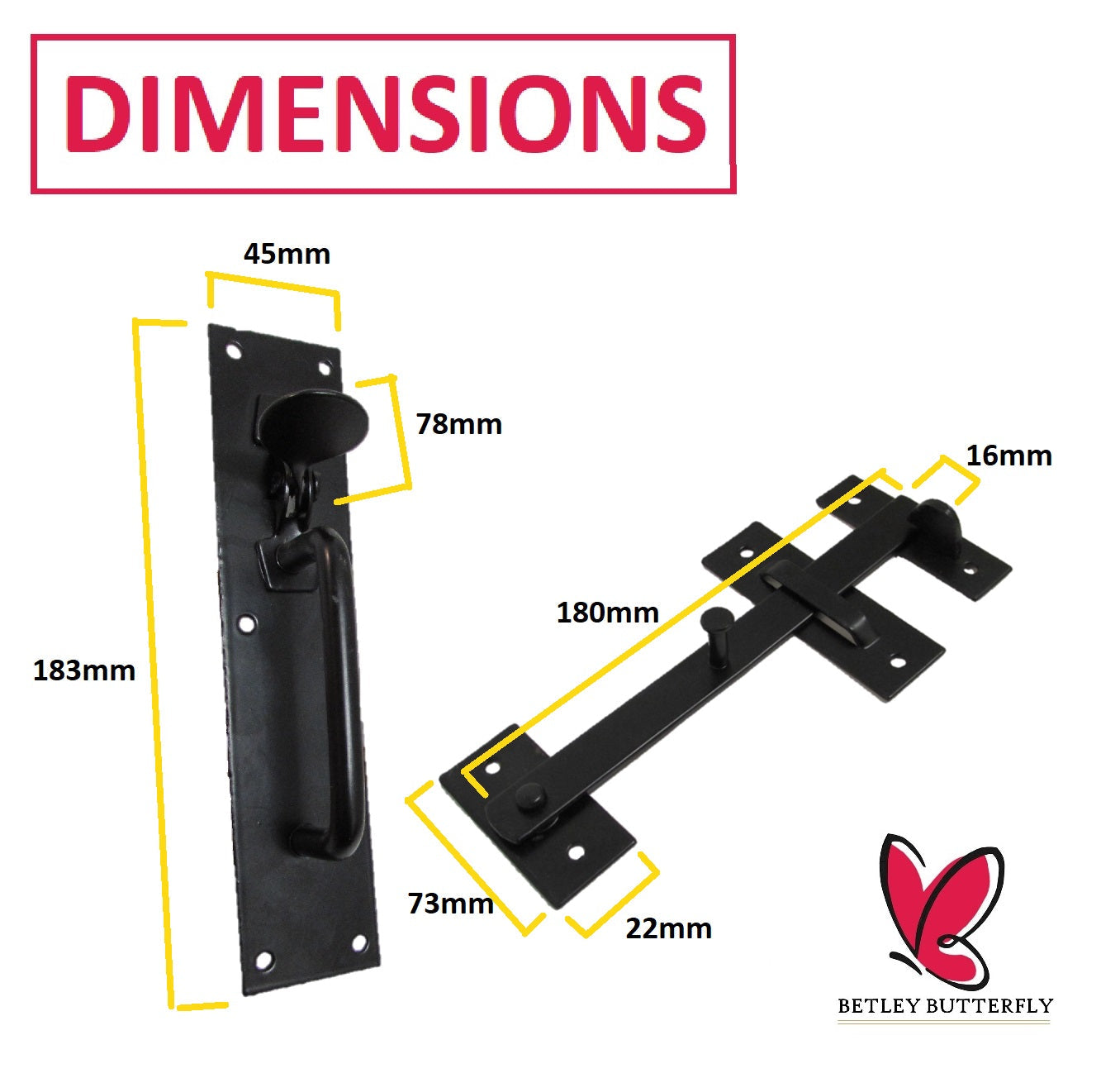 Kit de fixation pour portail latéral de jardin, 3 charnières en T, loquet Suffolk, jeu de boulons Brenton, noir
