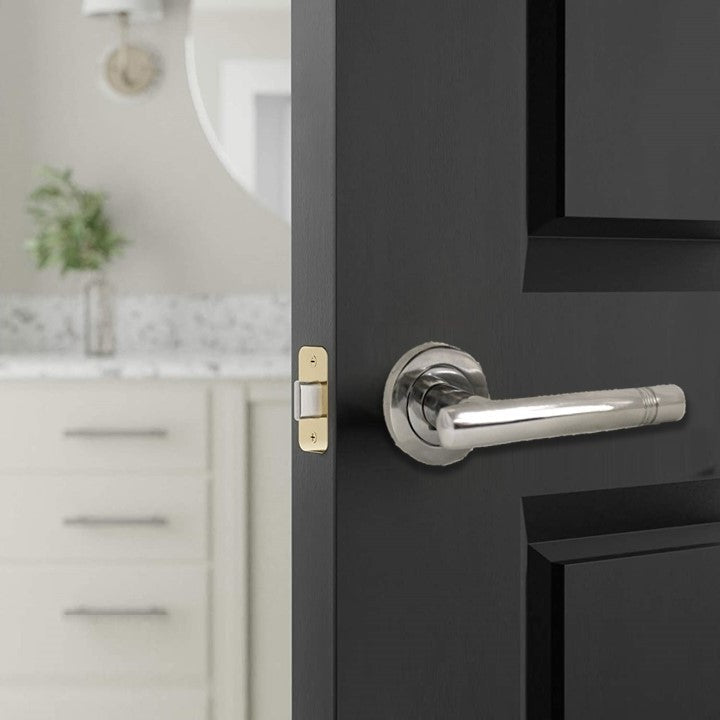 Poignées de porte Cossima à levier droit en T sur rosace - Loquet chromé 125 mm