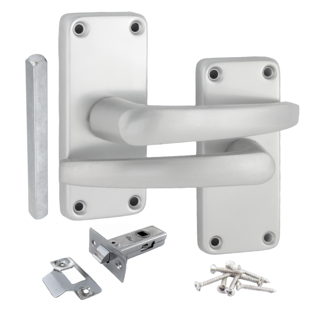 Poignées de porte à levier droites modernes en aluminium, argent satiné