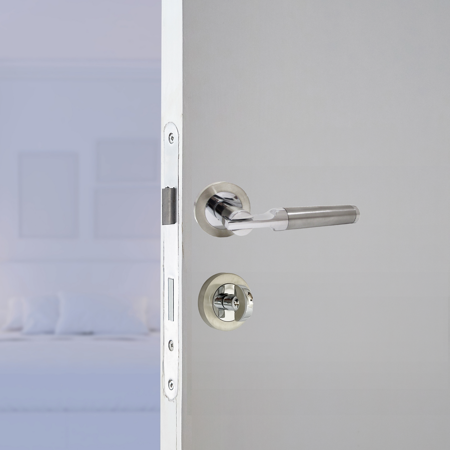 Poignées de porte Electra à levier sur rosace Duo - Pack de loquets chromés satinés 140 mm