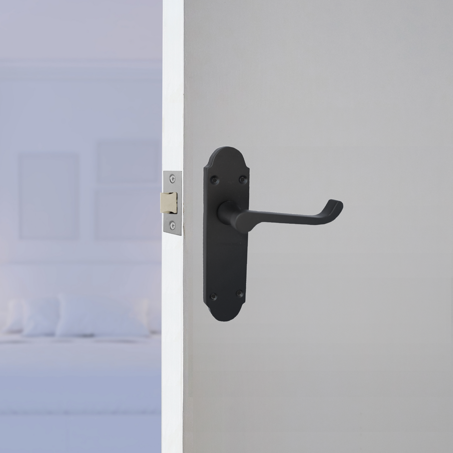 Loquet de porte Epsom à levier style victorien - Pack chrome noir mat