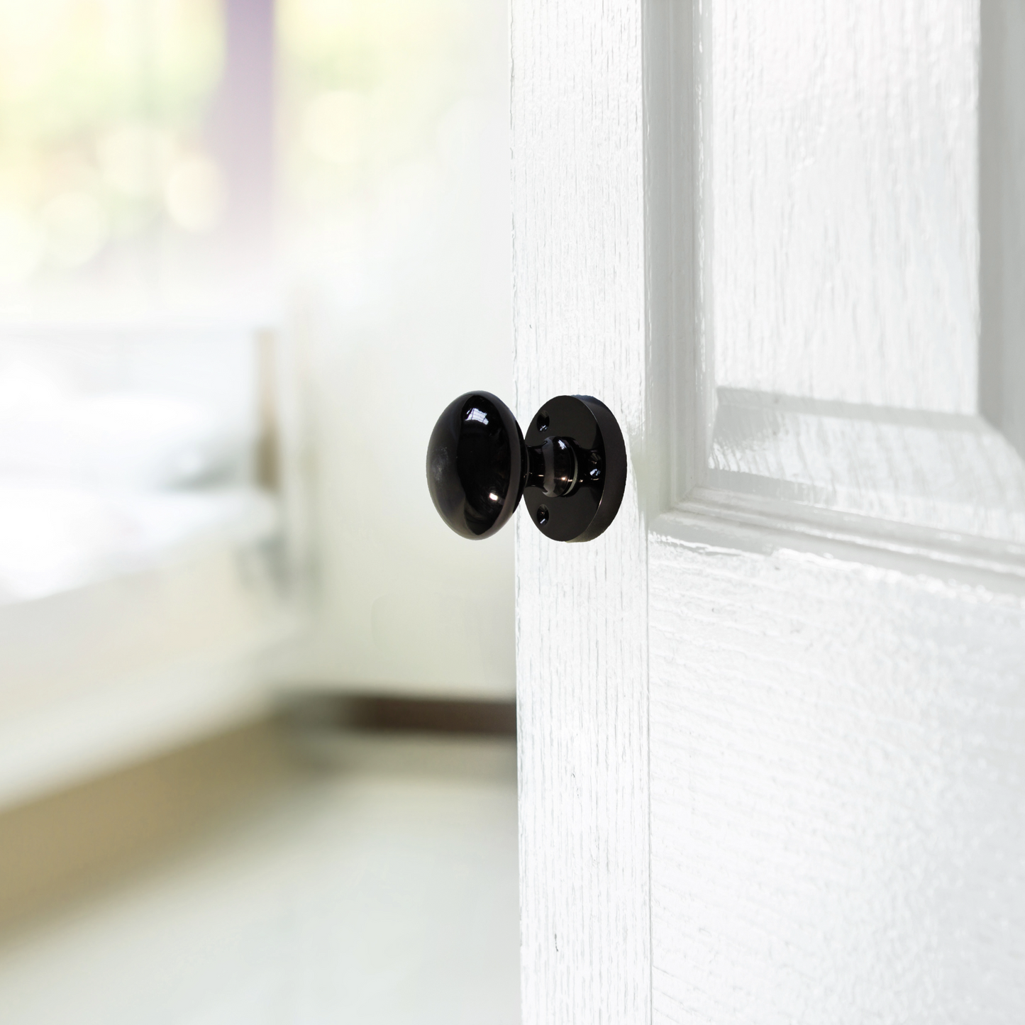 Boutons de porte ronds victoriens à mortaise à ressort - Serrure à clé en nickel noir 56 mm