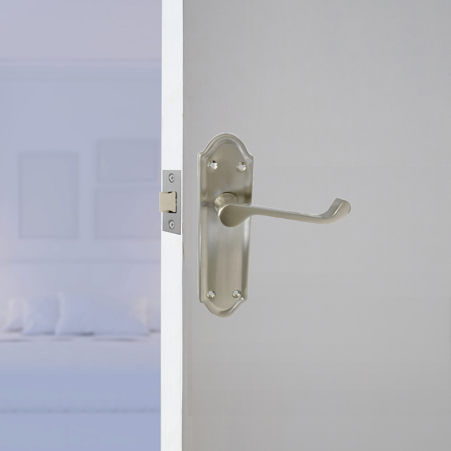 Poignée de porte Ashford à loquet interne et levier à défilement - Satin