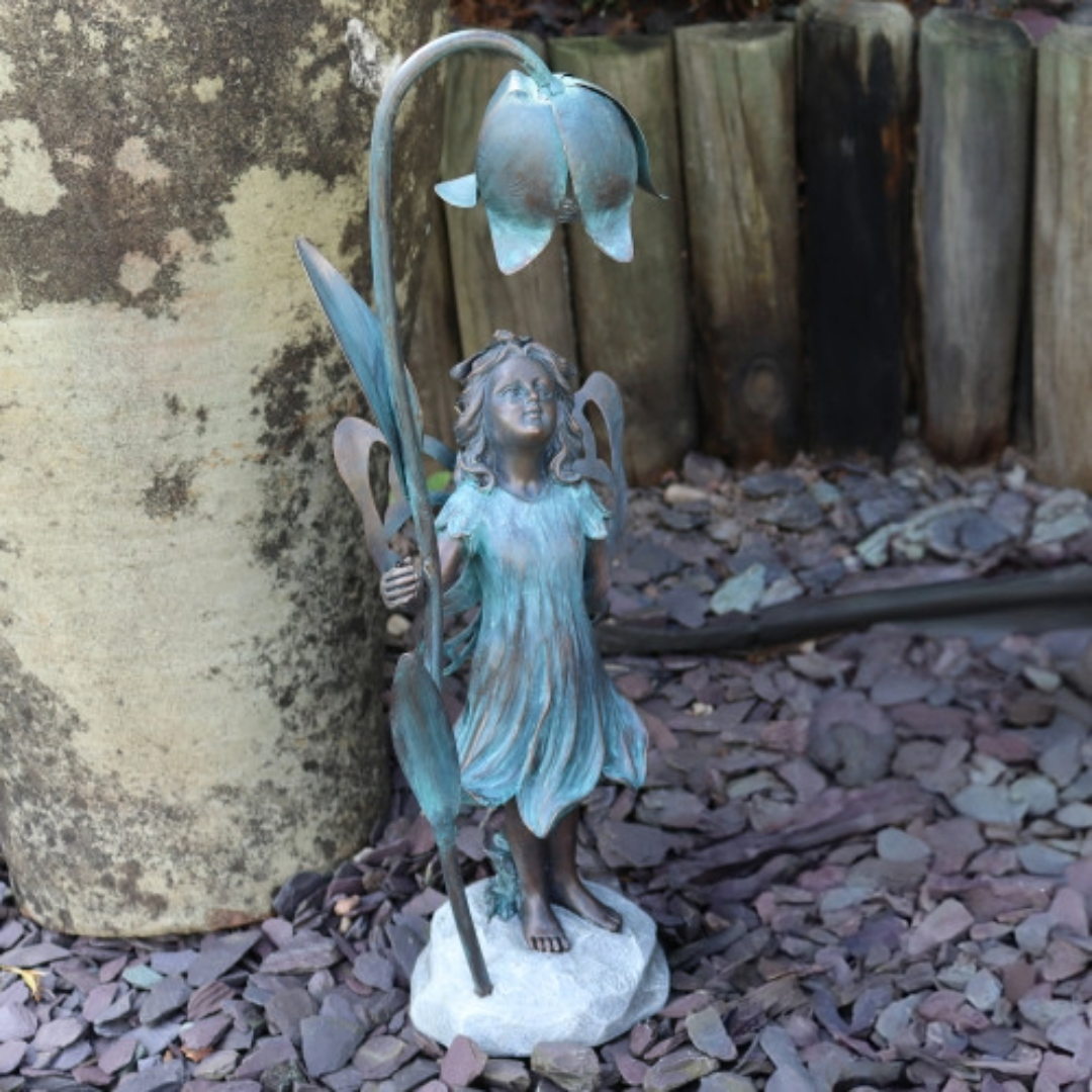 Fée en résine sur escargot ou avec bulle de fleur lumineuse solaire - Sculpture magique pour décoration de jardin intérieur et extérieur