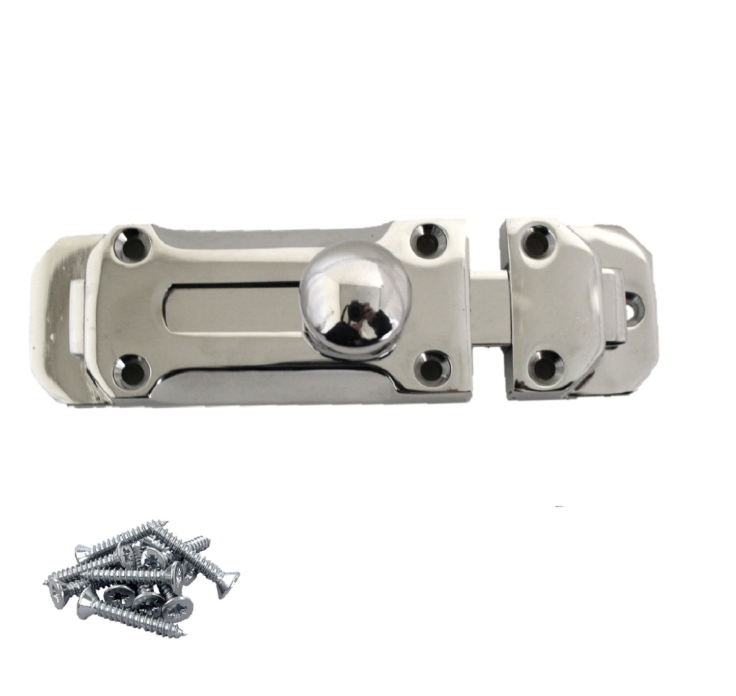 Paire de verrous de porte à pêne plat de 4" et 6" Chromé
