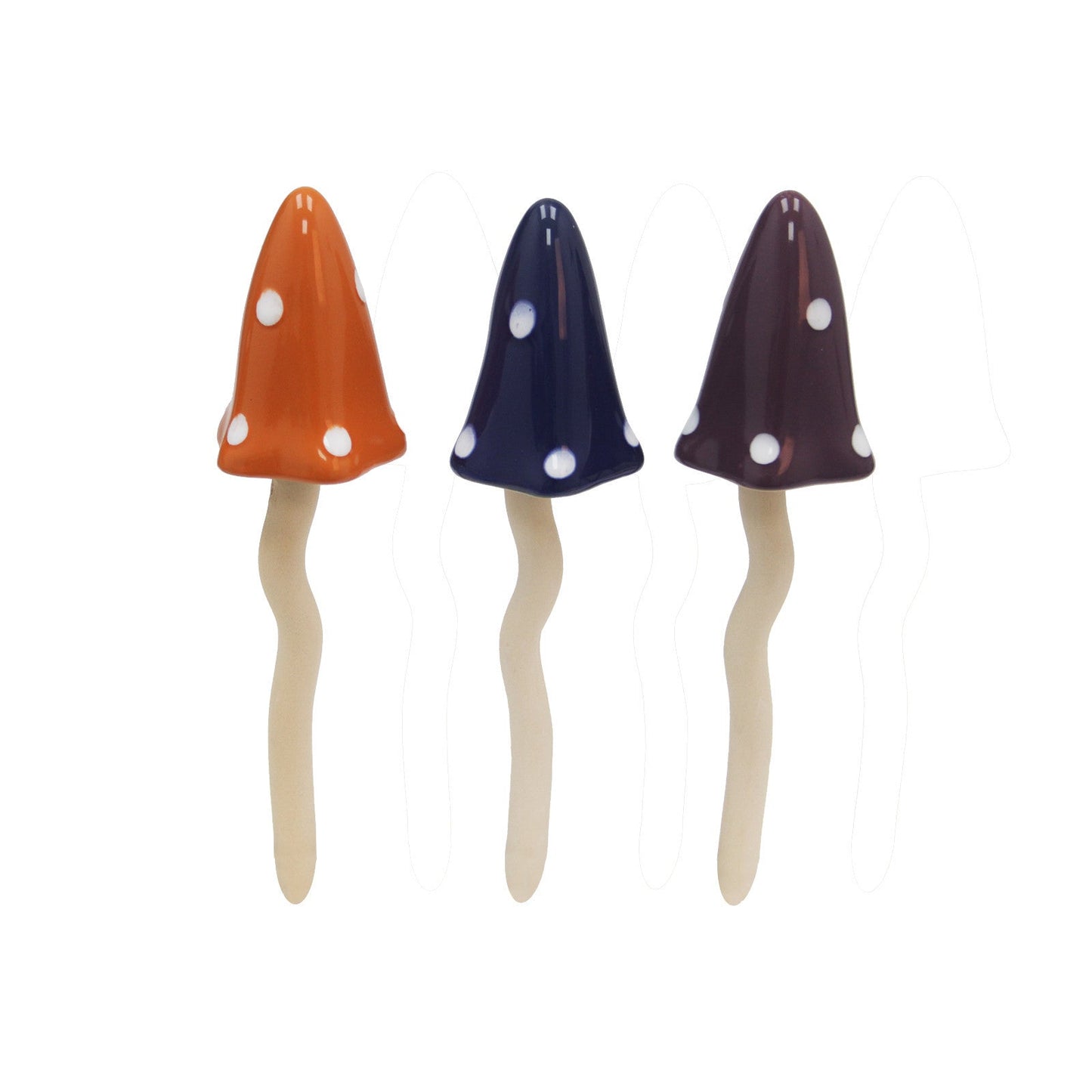 Champignons tintants en céramique à pois colorés (lot de 3)
