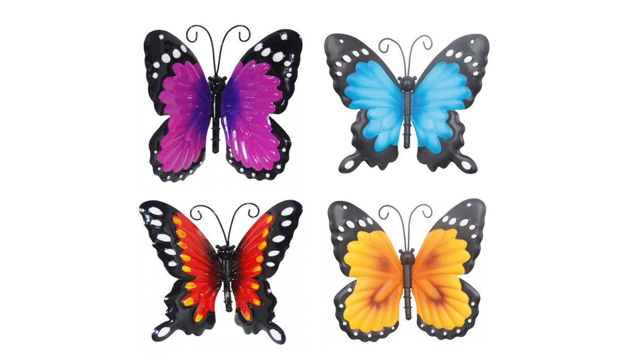 Papillon en métal rouge orange bleu violet