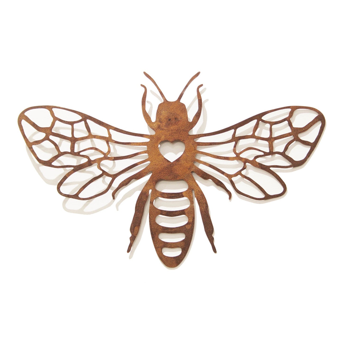 Grande décoration murale en métal rouillé représentant une silhouette d'abeille - Décoration murale pour le jardin