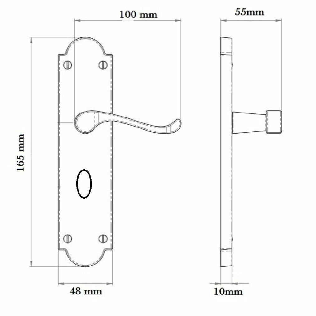 Poignée de porte Ashford pour salle de bain - Pack bain satiné
