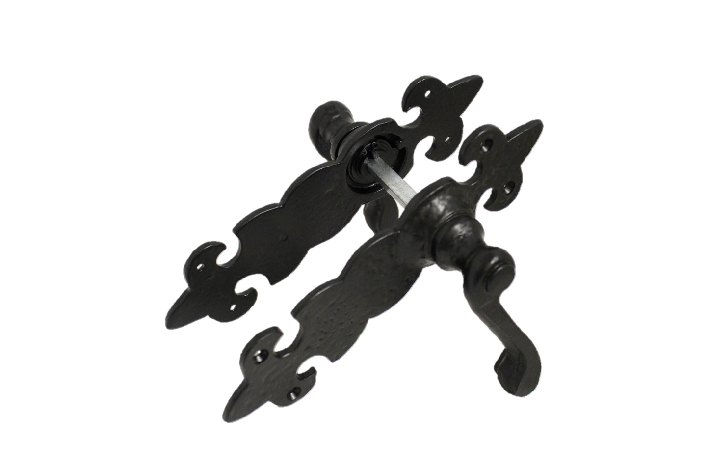 Paire d'assiettes carrées anciennes / Fleur de lys - Noir