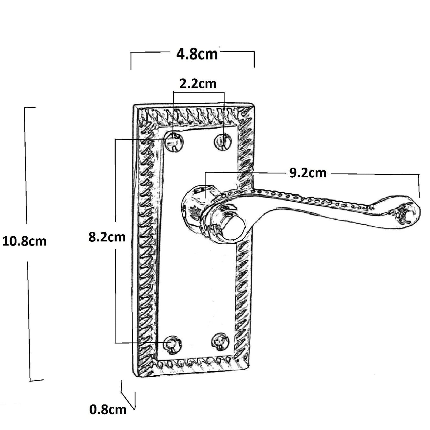 Poignées de porte chromées élégantes à levier géorgien avec bords cordés