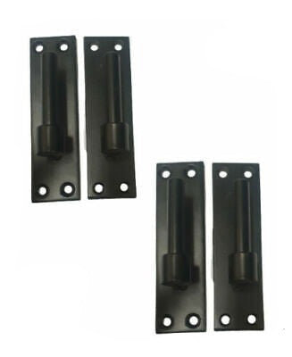 Crochets de portail robustes (2 paires) pour supports de charnière de portail à bande, goupille de 12 mm, noir