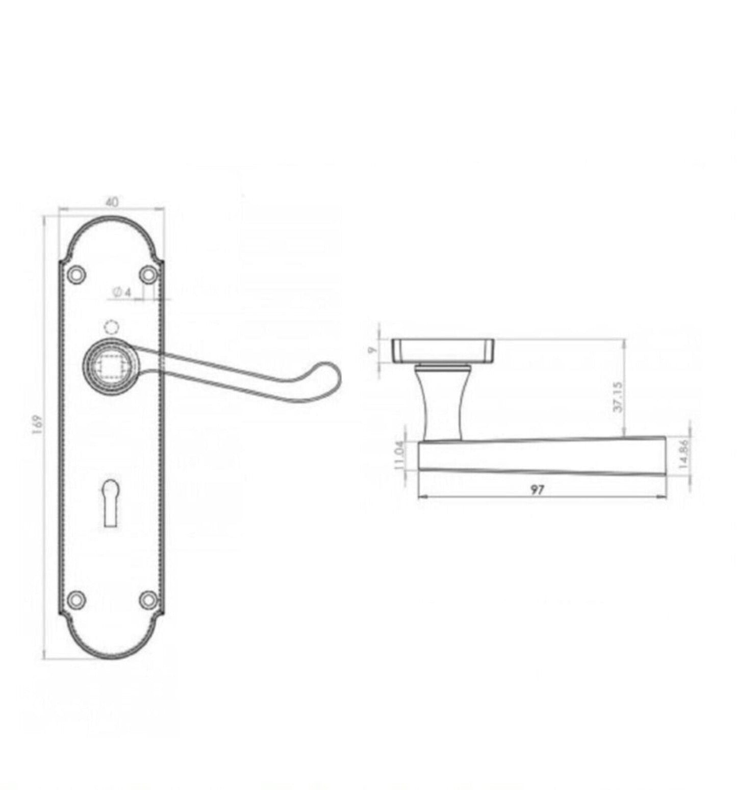 Poignée de porte Epsom à clé et levier de défilement - Pack Chrome noir mat