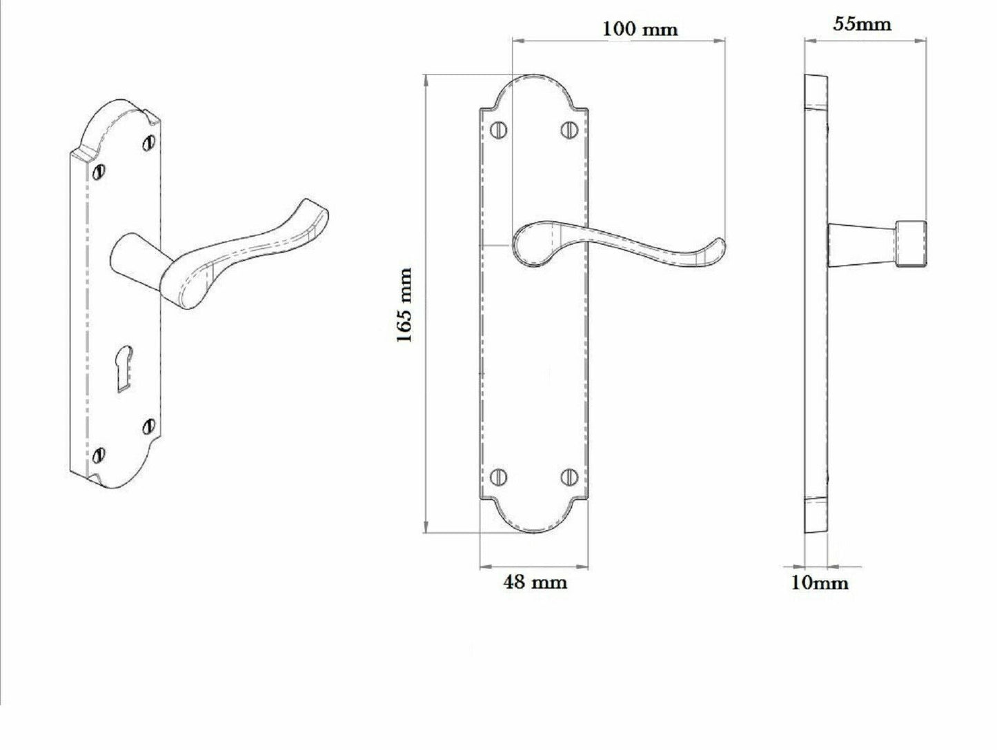 Poignées de porte Ashford en laiton, lot de 1, 4 ou 6 paires