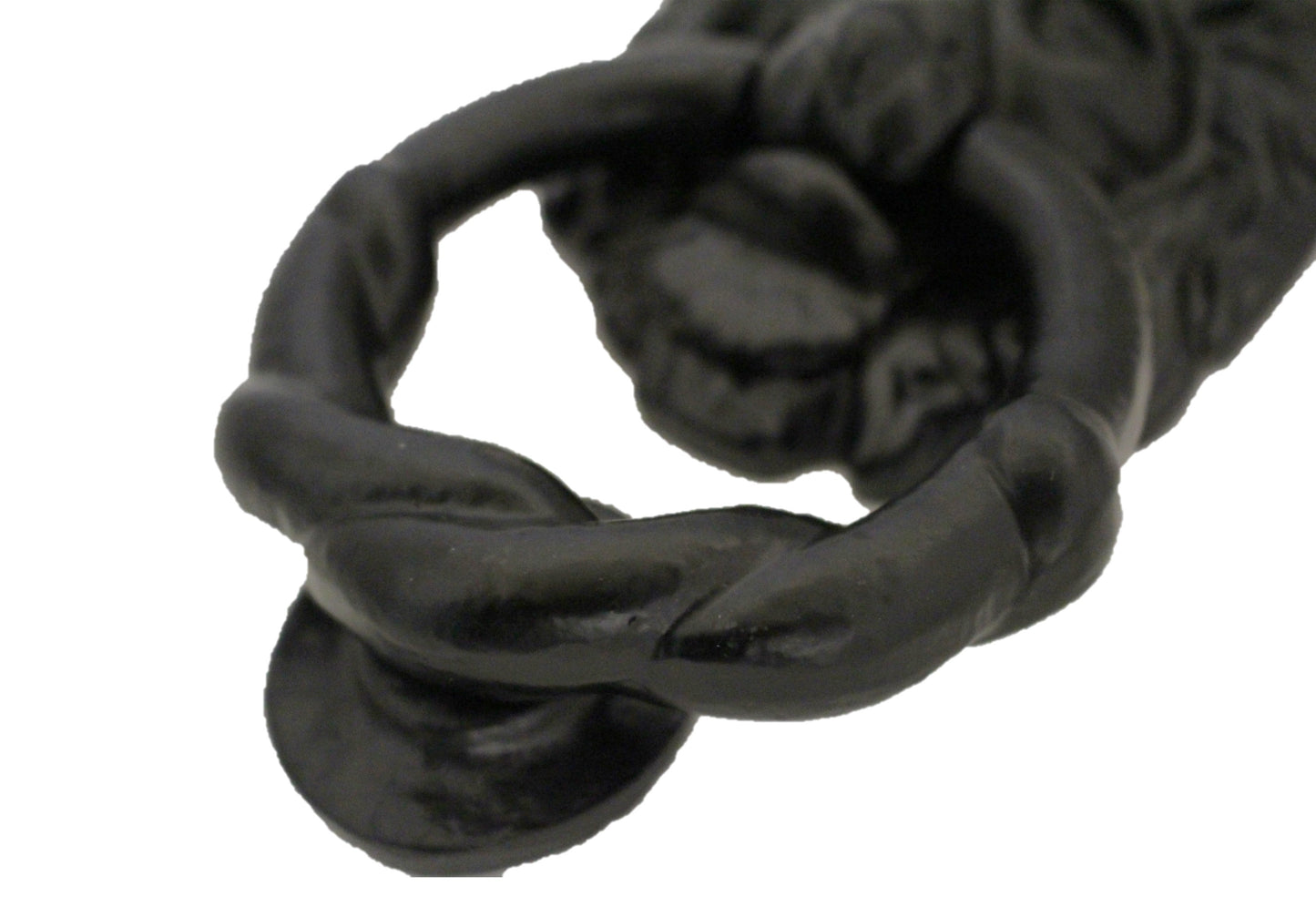Heurtoir de porte antique en forme de tête de lion noir - Fonte noire - Robuste