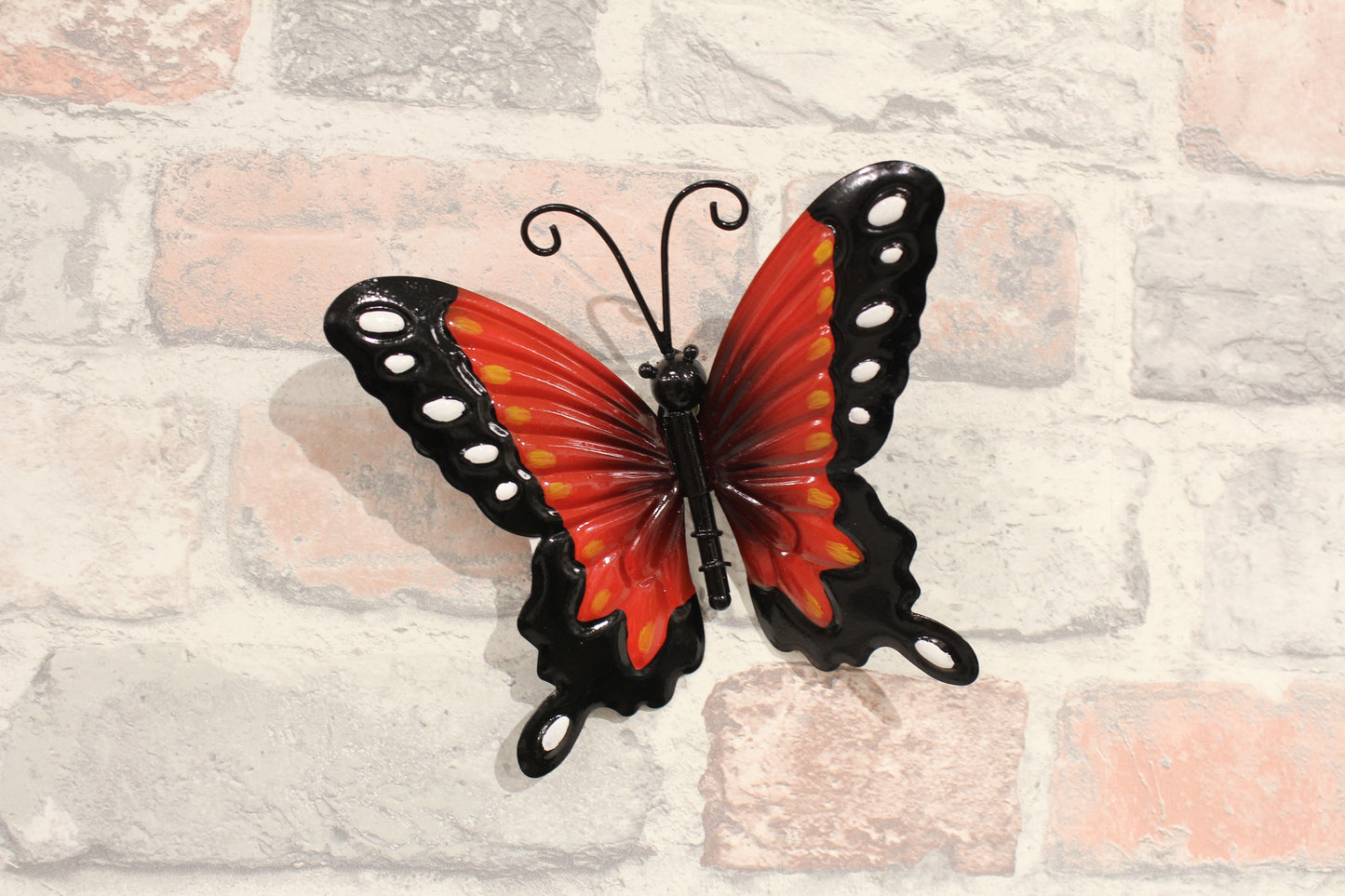 Papillon en métal rouge orange bleu violet