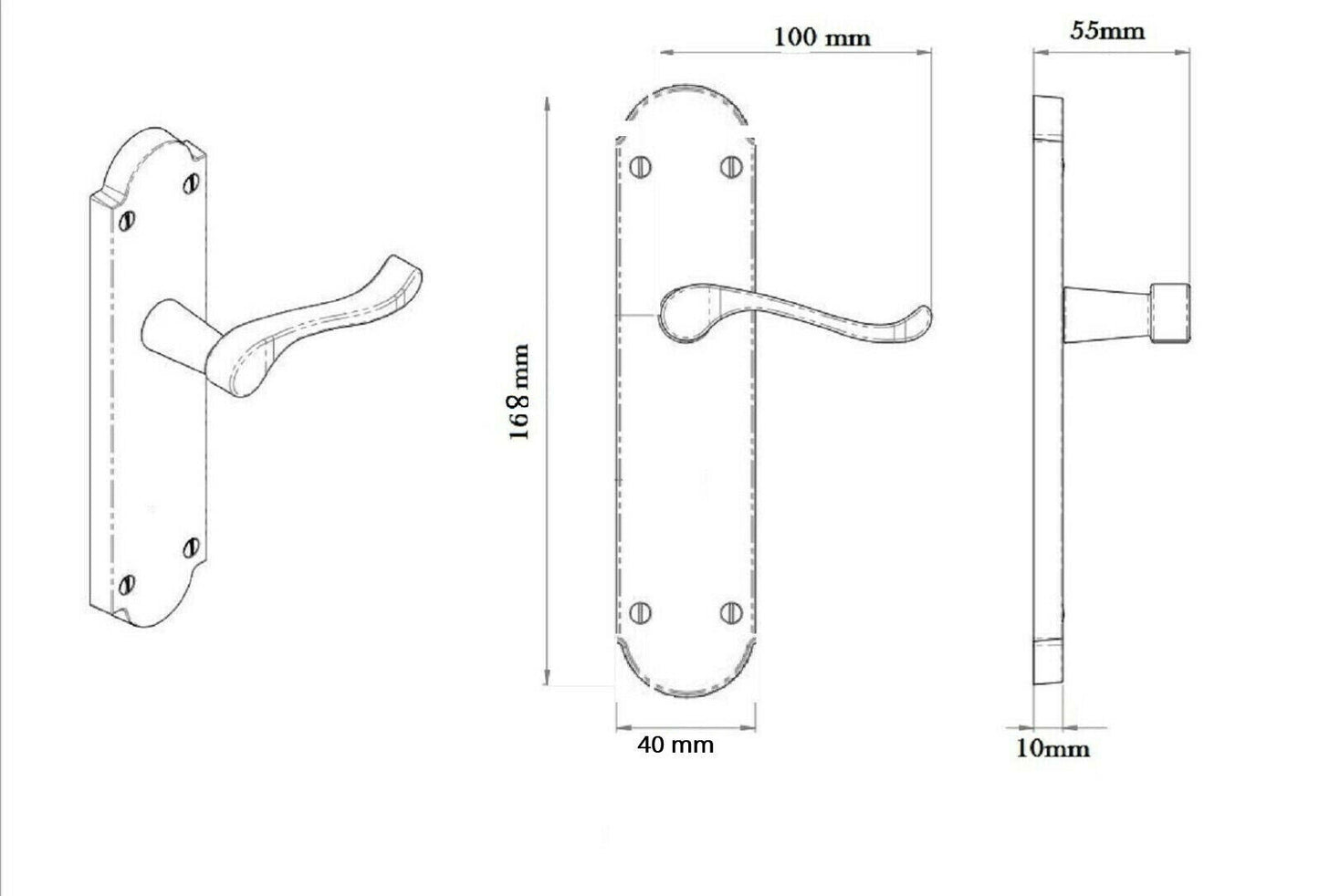 Poignée de salle de bain à volutes victoriennes finition nickel noir Epsom, lot de 1, 4 ou 6 paires