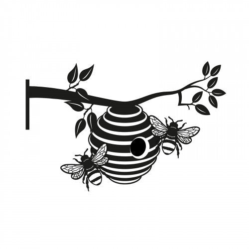 Branche de ruche en métal noir, silhouette, décoration montable sur arbre ou clôture