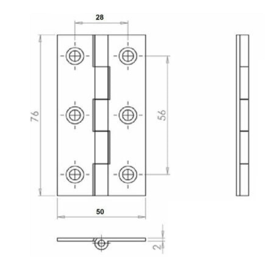 Charnières de porte nickelées de 75 mm (3 po) - Pack multiple