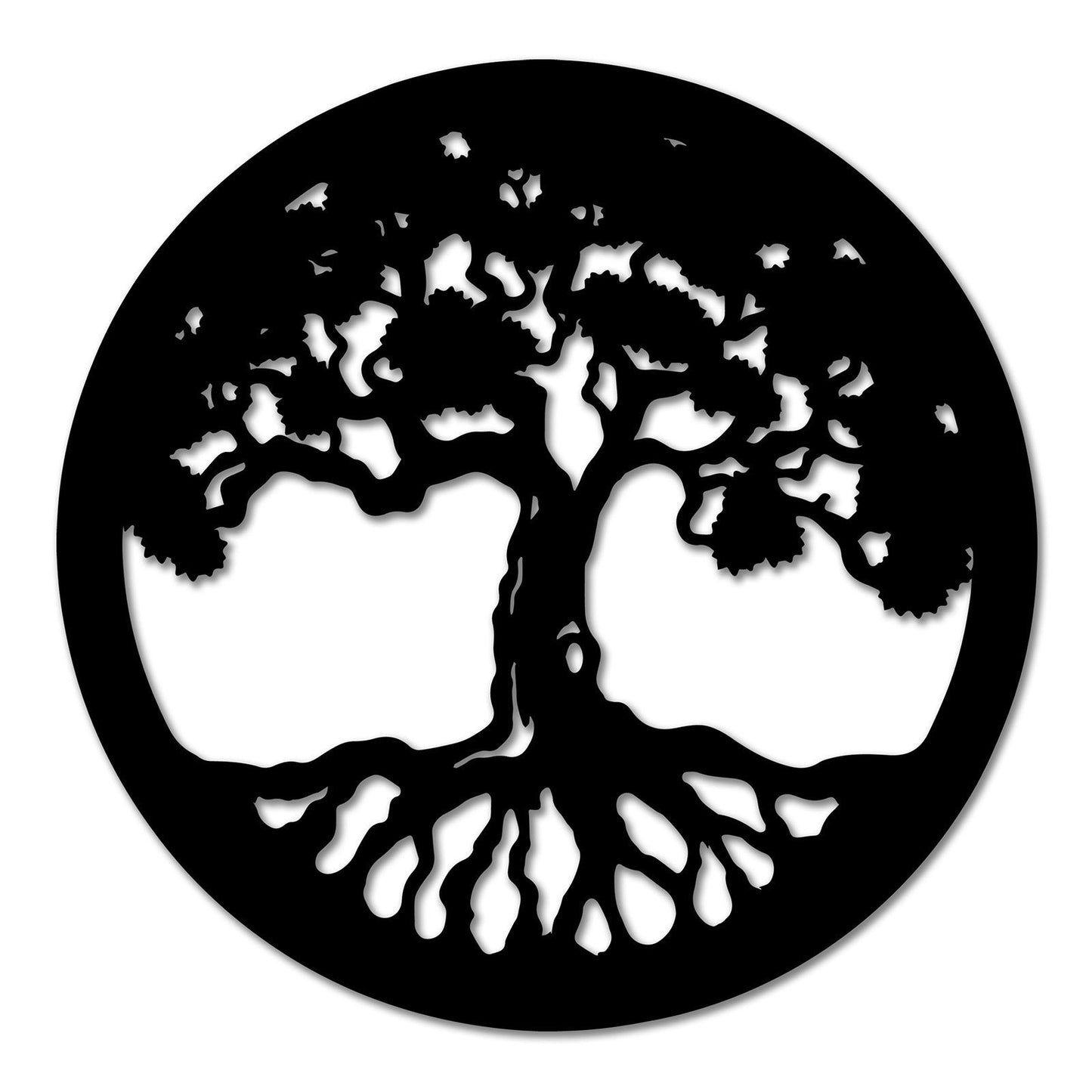 Décoration murale ronde en métal représentant l'arbre de vie (noir et bronze)