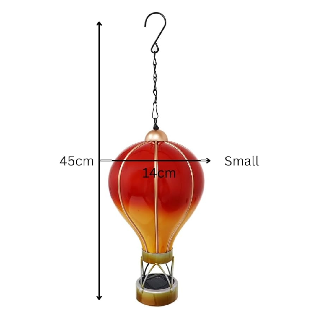 Montgolfière solaire rouge flamme – Lampe LED suspendue d'extérieur pour décoration de jardin, terrasse et porche