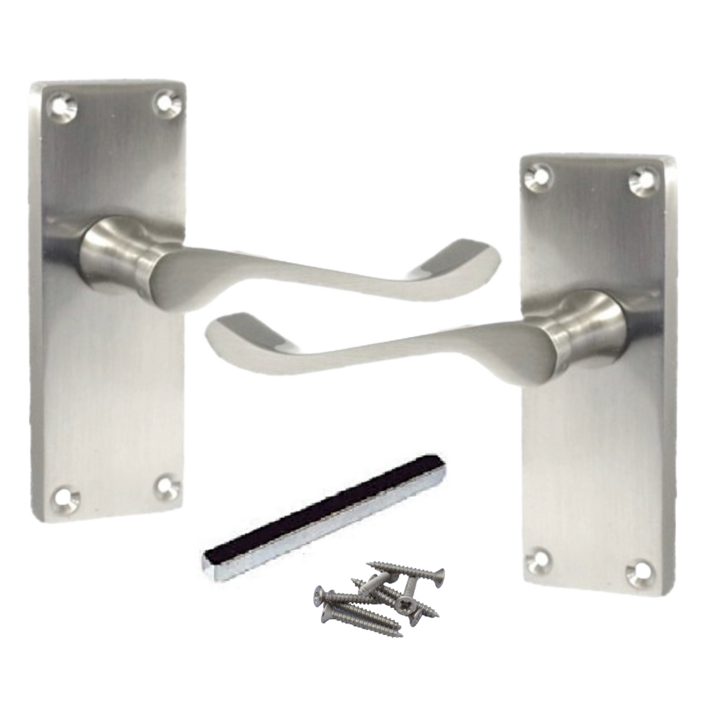 Poignées de porte à levier à défilement et loquet interne - Satin 118 x 40 mm