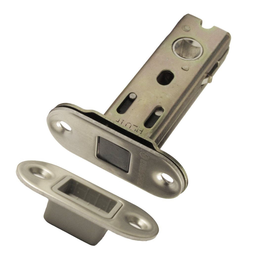 Loquet tubulaire magnétique à mortaise, axe de 57 mm, Eurospec, rond, en acier inoxydable satiné, 7,6 cm, pour portes
