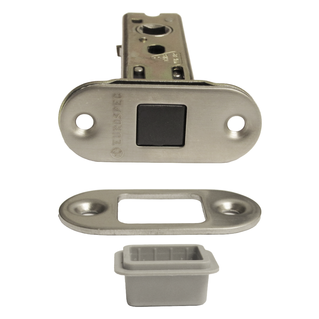 Loquet tubulaire magnétique à mortaise, axe de 57 mm, Eurospec, rond, en acier inoxydable satiné, 7,6 cm, pour portes