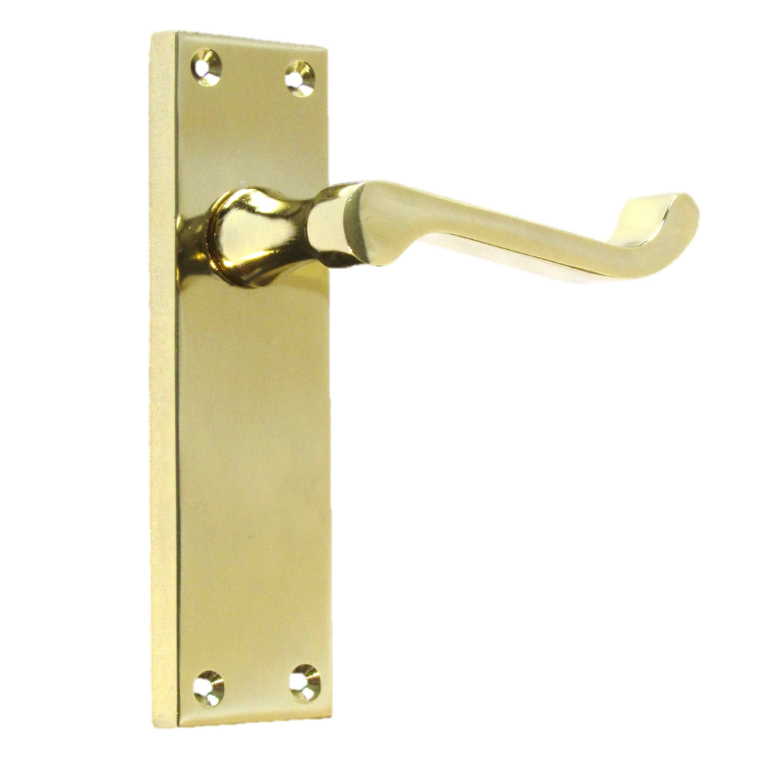 Poignées de porte à levier à défilement et loquet interne - Laiton, paquet de 150 x 40 mm