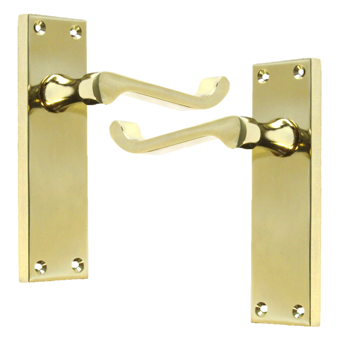 Poignées de porte à levier à défilement et loquet interne - Laiton, paquet de 150 x 40 mm