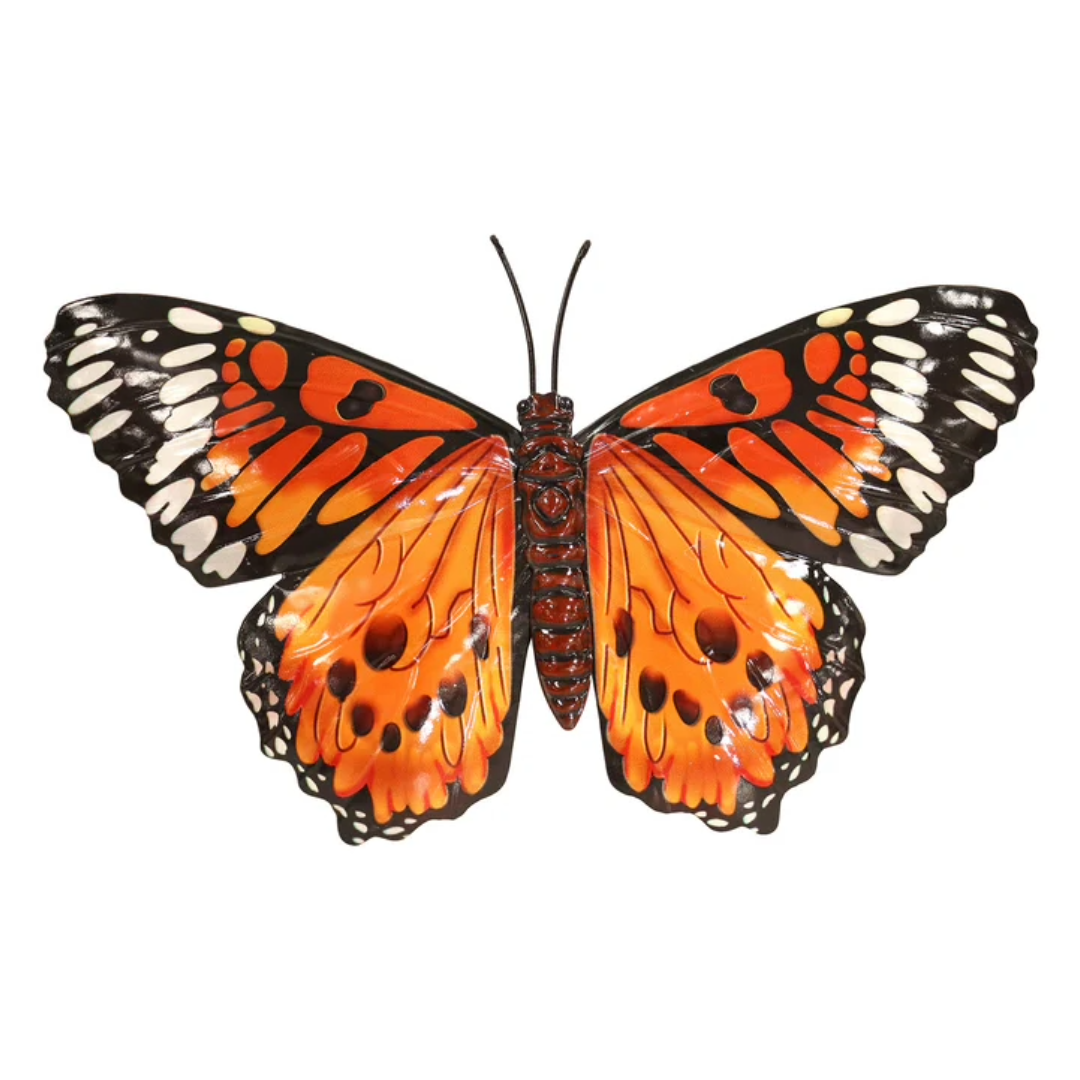 Décoration murale en métal avec papillons - Papillons de clôture rose, bleu, vert et orange