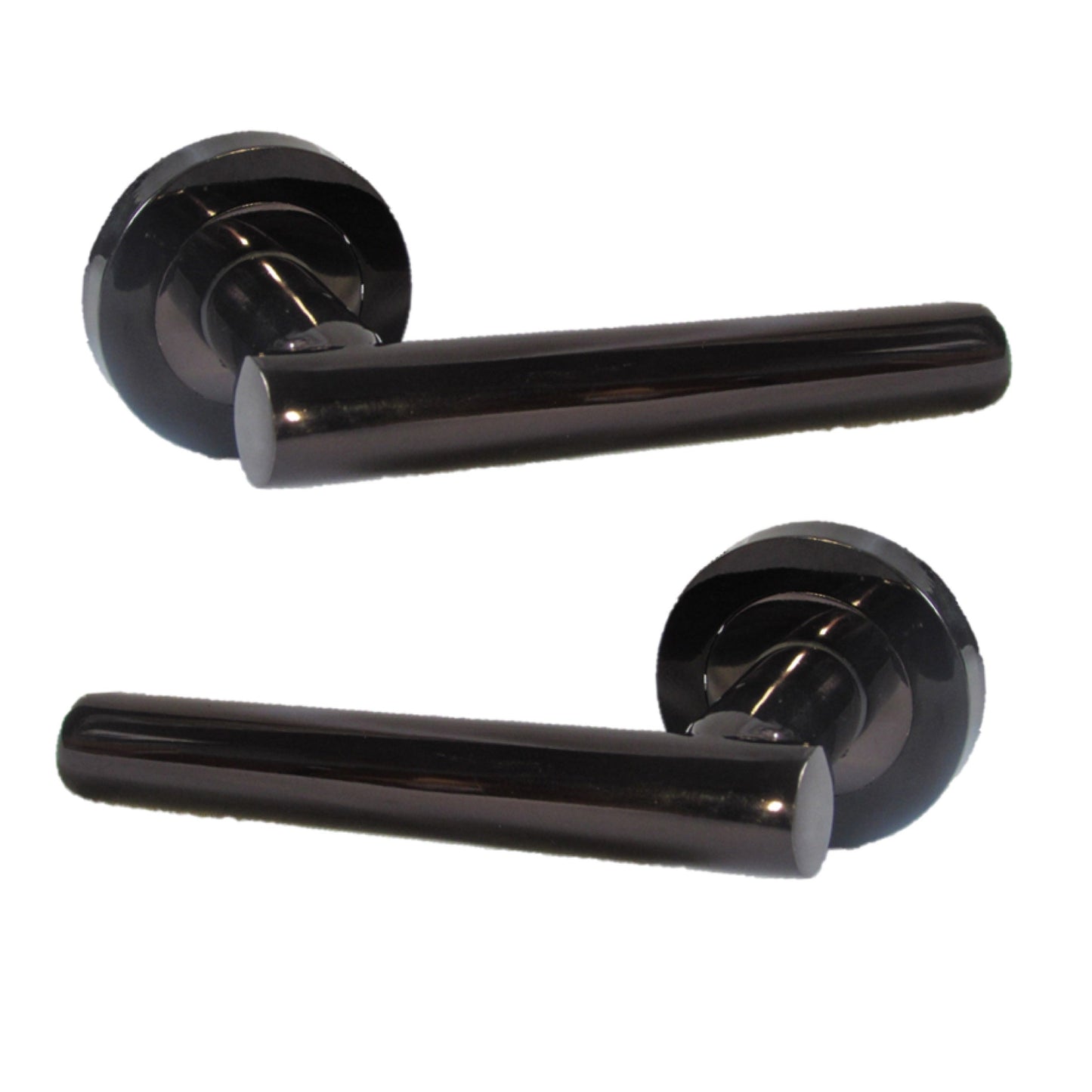 Poignées de porte à levier droit en T sur rosace - Pack nickel noir 125 mm