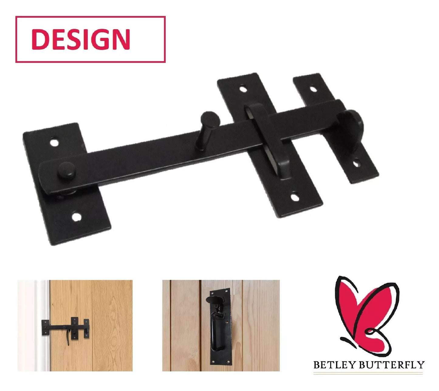 Loquet de porte de jardin Suffolk noir avec serrure à pouce pour abri de jardin