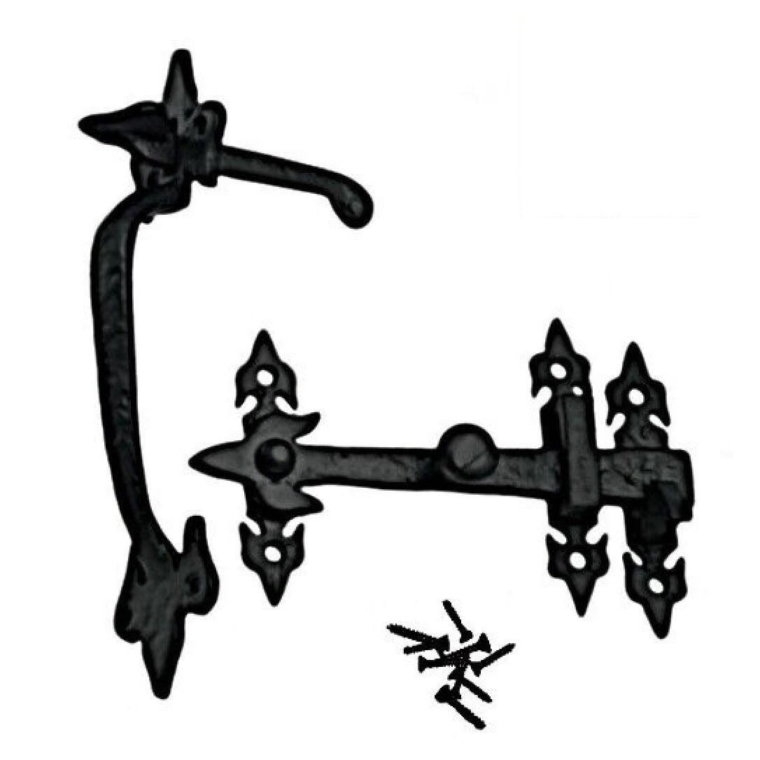 Loquet Suffolk en fonte noire antique avec fleur de lys - Intérieur/extérieur
