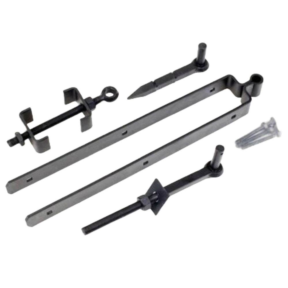 Charnière de portail de ferme/champêtre réglable à double sangle, 450 mm, 18 po, noir