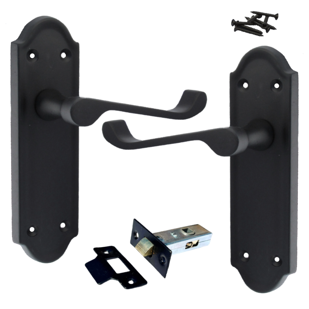 Loquet de poignée de porte Ashford à levier à défilement - Pack de loquets noir mat