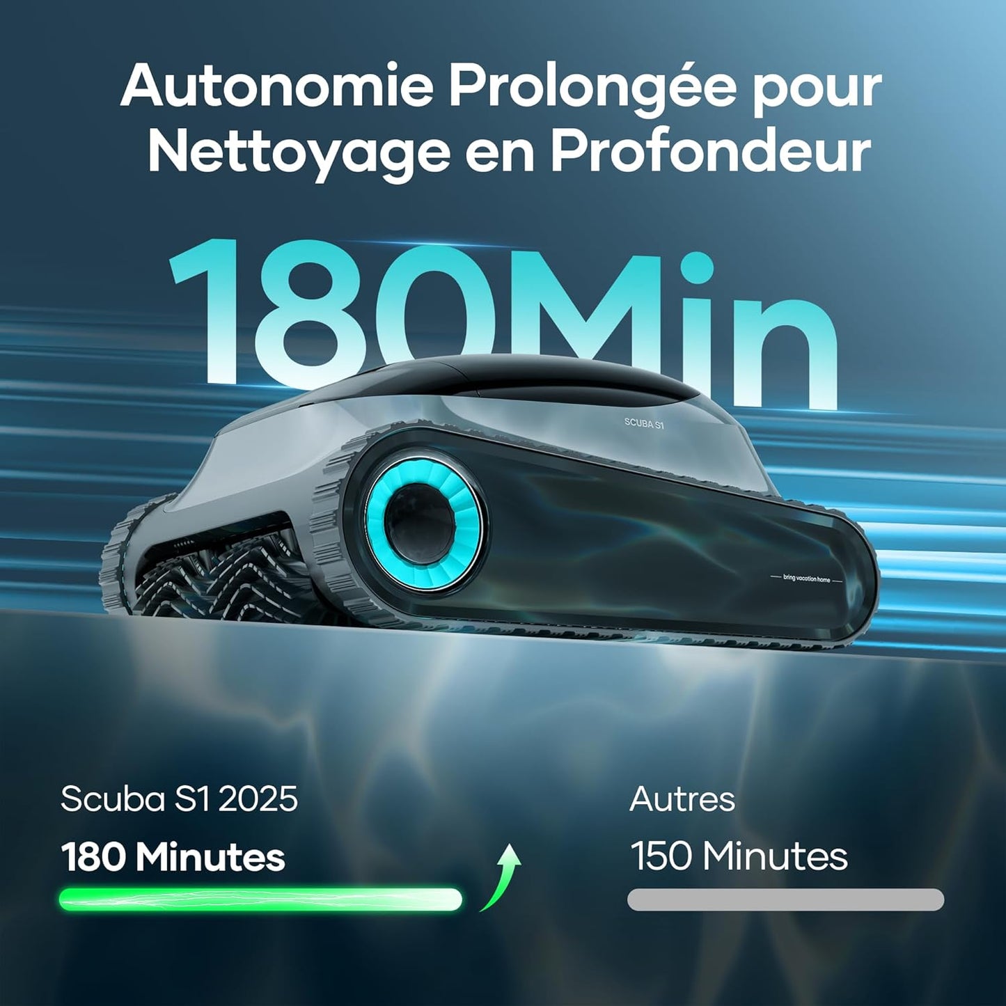 Aiper Scuba S1 robot piscine 2025, 180min, filtrage fin, app, nettoyage intelligent