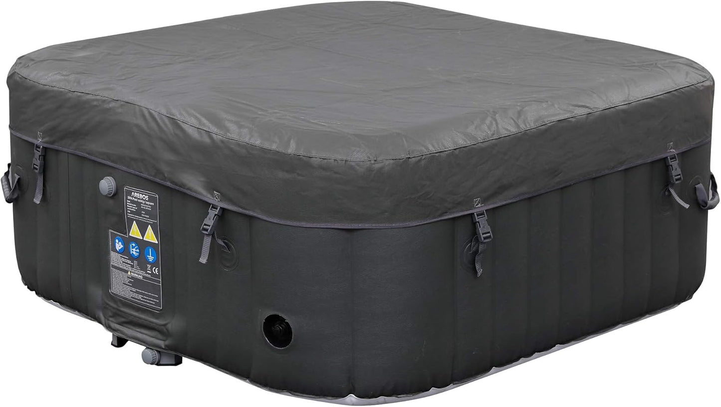 Arebos spa gonflable carré 154cm, 4 places, 100 jets, 600L, intérieur/extérieur