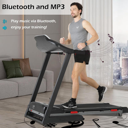 ISE tapis de course pliable 735W, LCD, 16km/h, Bluetooth, marche/course