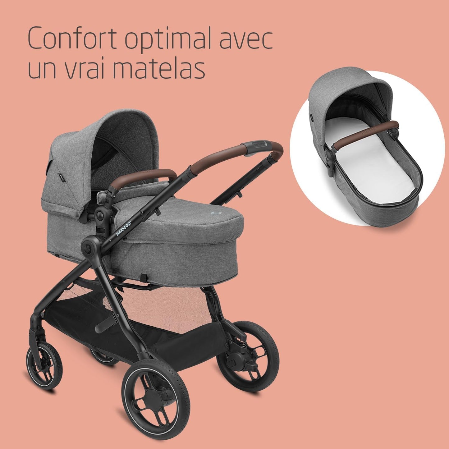 Maxi-Cosi Zelia S poussette 3-en-1 + base ISOFIX FamilyFix, 0–4 ans, gris