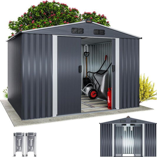 GARDEBRUK abri jardin métal XXL 5m², porte coulissante, fondation incluse